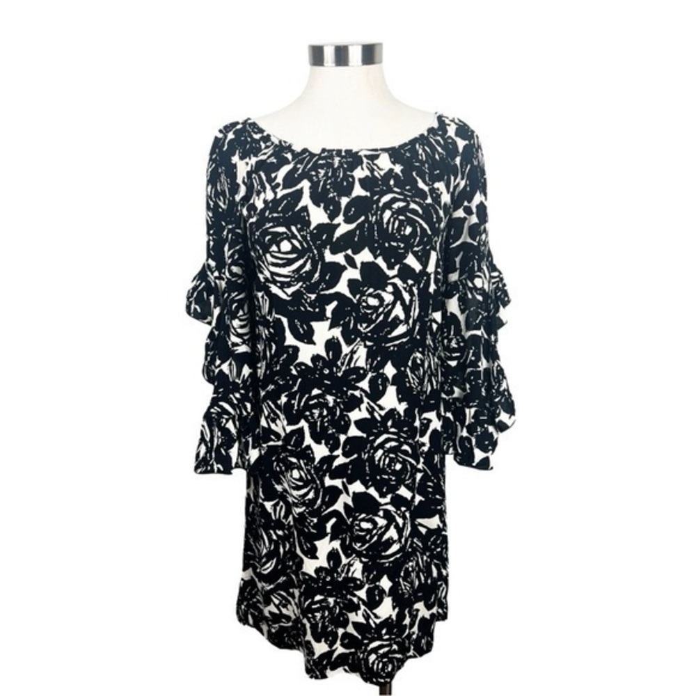Uncle Frank‎ Black & White Rose Print Dress Size X-Small